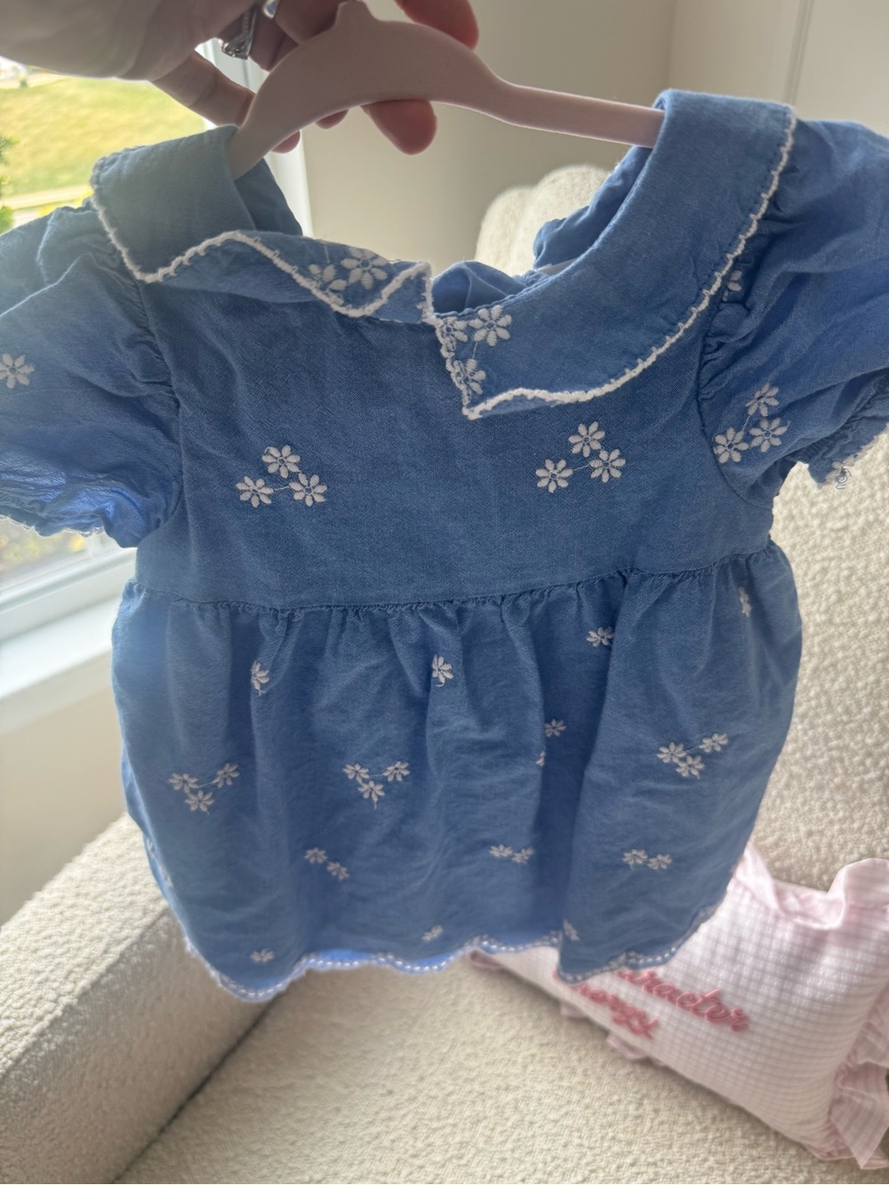 Cat & Jack Light Blue Daisy-Embroidered Casual Dress